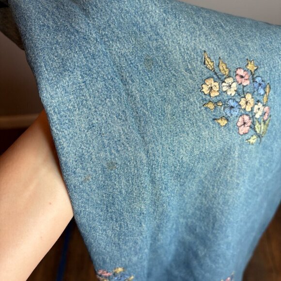 Vintage denim floral embroidered maxi dress - Picture 4 of 4